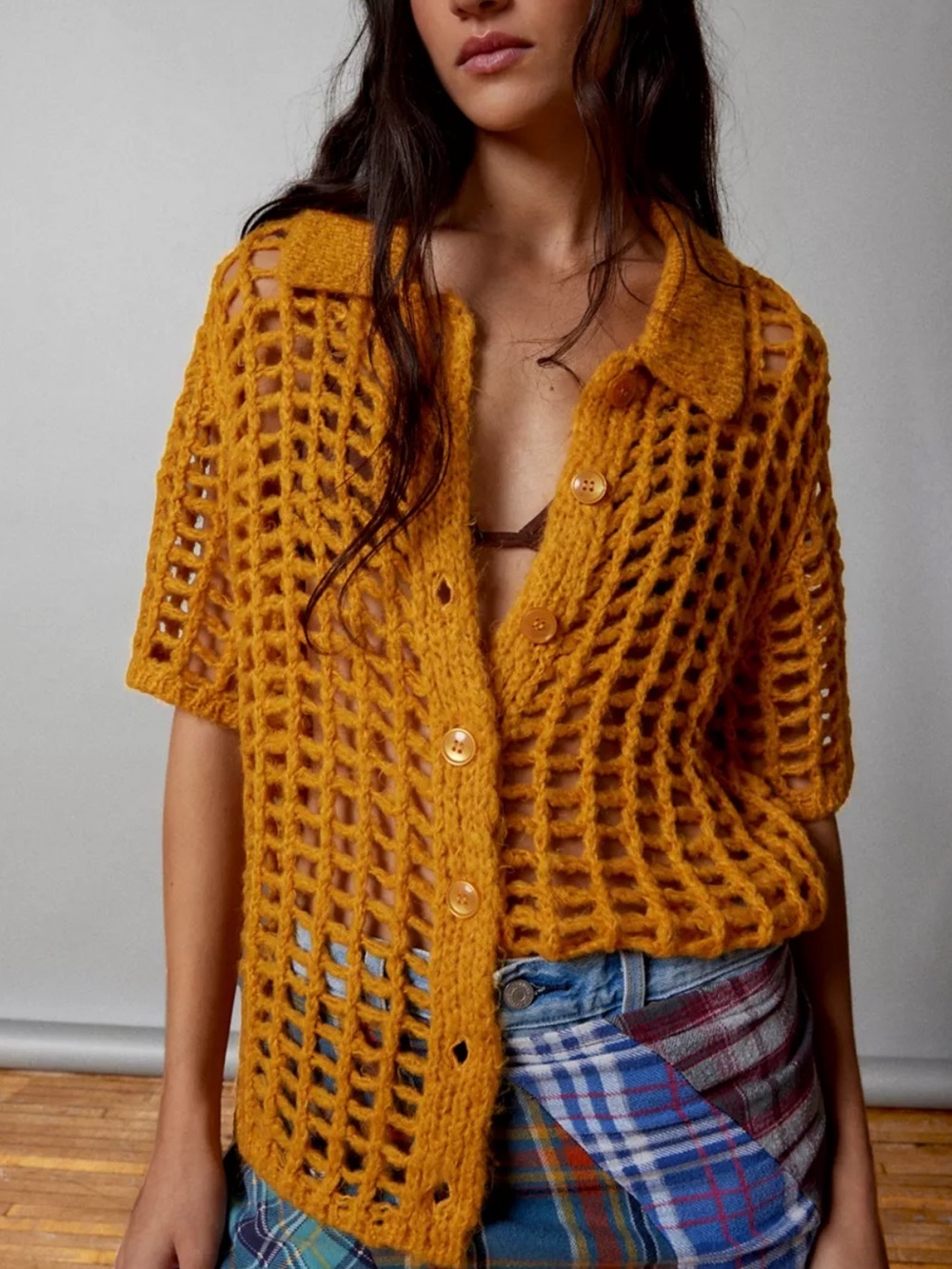 Urban Outfitters BDG Osaka Open-Knit Polo Sweater
